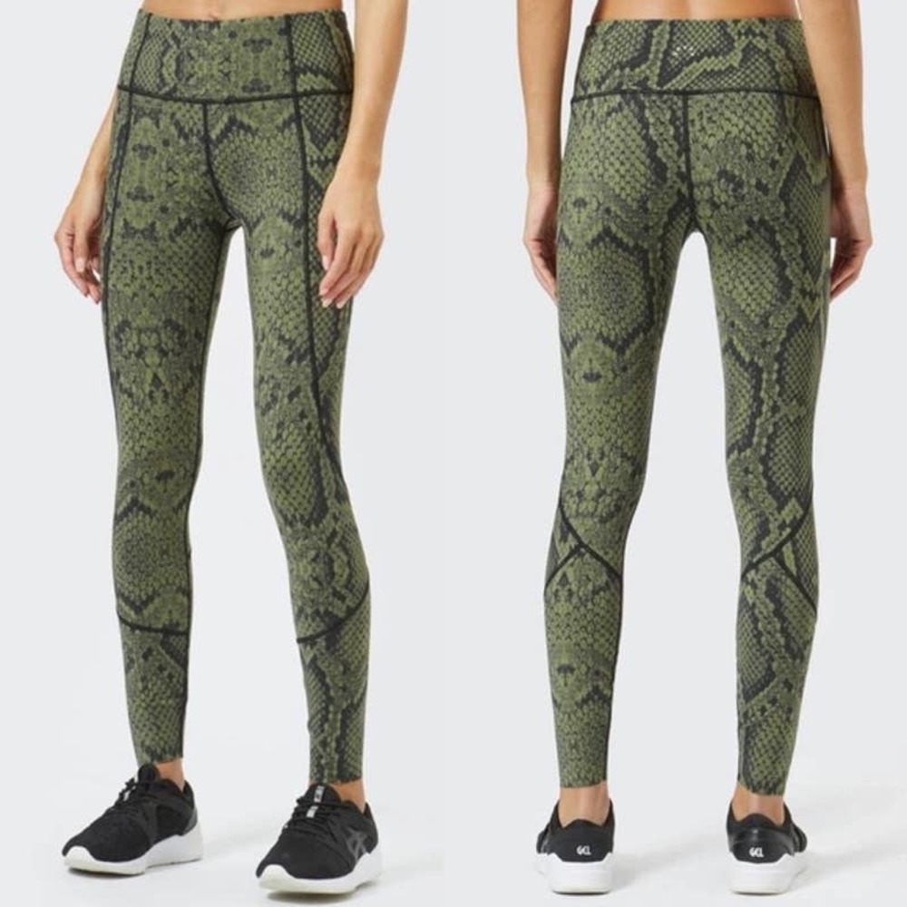 Varley Bedford Green Snakeskin Leggings Tights Animal Print Yoga Pants XS